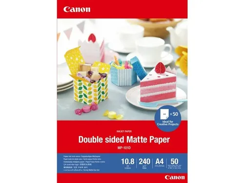 Canon MP-101 D A4 Matte Paper, 50 Blatt - Papier Fotopapier und Etiketten, doppelseitiges, hochqualitatives, mattes Papier mit 240 g für brillante Druckergebnisse.