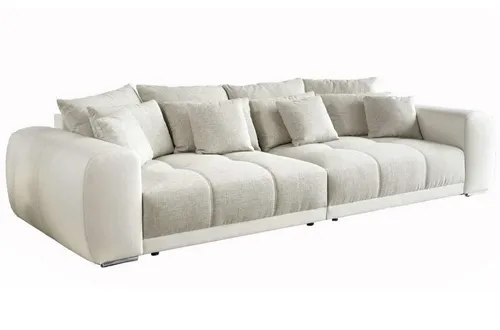 Big Sofa XXL 306x134 cm - Lounge Couch mit Federkernpolsterung - Sofas & Couches - Genießen Sie perfekten Sitz- und Liegekomfort mit hochwertiger Federkernpolsterung und 12 kuscheligen Kissen. Pflegeleichter Bezug aus Strukturstoff und Kunstleder macht diese Couch zum Highlight in jedem Raum!