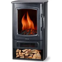 alpina Elektrokamin mit Heizung Helsinki ND183 - Elektrischer Kamin mit LED-Flammeneffekt - Kaminofen mit Einstellbarer Thermostat 1000 W - 2000 W ... - Schwarz