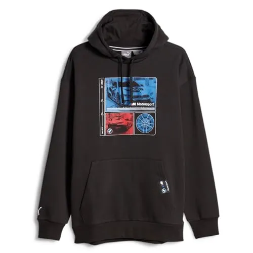 PUMA BMW MMS Graphic Hoodie - Unisex Sweatshirt für Freizeit und Sport, schwarz, aus hochwertigen Materialien für optimalen Tragekomfort und Bewegungsfreiheit.