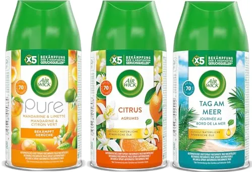Air Wick Freshmatic Max – Nachfüller Set – Automatisches Raumspray – Raumduft Fruchtige Düfte – 3 x 250 ml Nachfüller