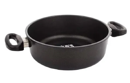 AMT Induktions-Schmortopf 28 cm, Höhe 8 cm - Pfanne aus hochwertigem Aluminium mit kratzfester Titanoxid-Plasmaschicht für optimale Bratergebnisse. Ideal für fettfreies, gesundes Kochen und geeignet für alle Herdarten, inkl. Induktion.