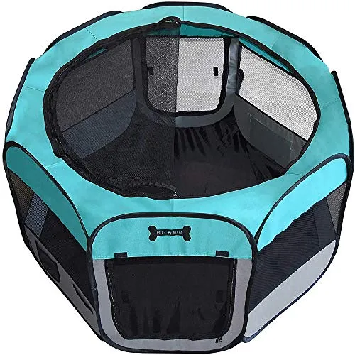 Melko Faltbares Welpenfreigehege mit 2 Ausgängen - Freilaufgehege für Hunde, ideal für Spiel und Erziehung. Mit Pop-up-System leicht auf- und abbaubar, wasserdicht und stabil – perfekt für unterwegs!