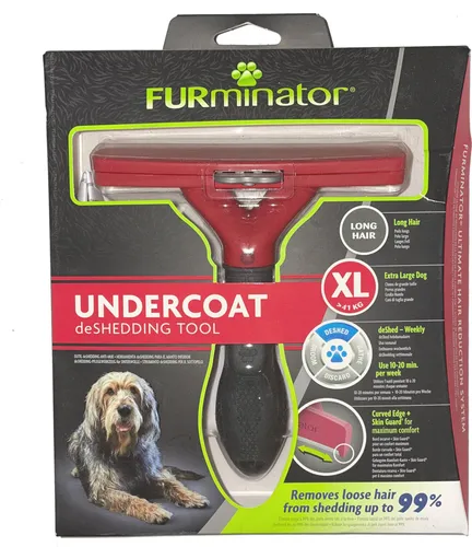 FURminator Fellkamm ® deShedding für langhaarige Hunde - Tierbürsten für langhaarige Hunde, entfernt effektiv lose Haare und reduziert Haarballen. Ideal für eine gründliche Pflege und ein glänzendes Fell.