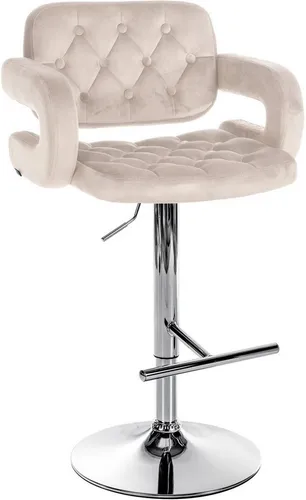 furnicato Barhocker Dublin Samt creme 103-123 cm