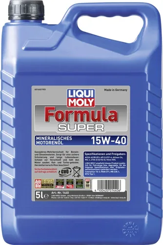 Liqui Moly Motoröl Formula Super 15W-40 – 5 L Ganzjahresöl - Hochwertiges Motoröl für alle Jahreszeiten, optimiert für maximale Leistung und Schutz Ihres Motors.