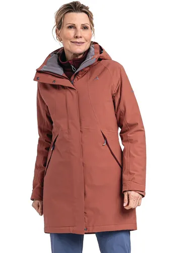 Schöffel Women's Insulated Jacket Bastianisee - Wetterfester Mantel in Rot, Gr 38 - Funktionsjacke für Frauen, wasserdicht und isolierend, ideal für Wanderungen; mit Kapuze und Stretch für optimalen Komfort.