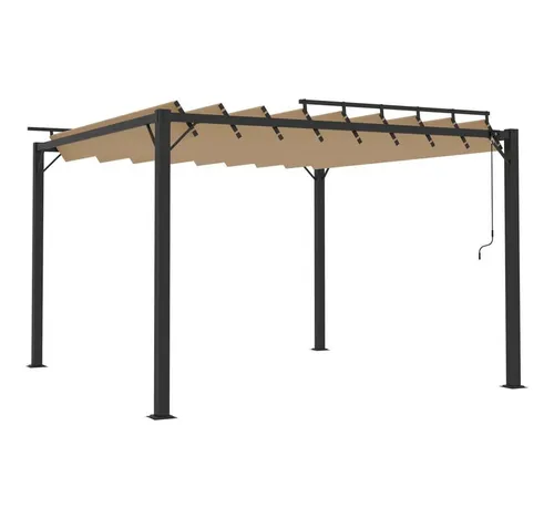 furnicato Pavillon Pergola 3x3 m mit Lamellendach in Taupe - Eleganter Pavillon für Garten und Terrasse, wasser- und schmutzabweisend. Der stabile Aluminiumrahmen sorgt für Langlebigkeit, während das verstellbare Lamellendach optimalen Sonnenschutz bietet.