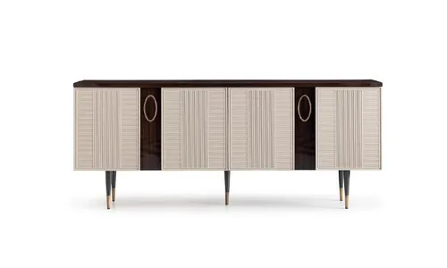 Modernes Sideboard aus Holz im eleganten Weiß für Esszimmer und Wohnzimmer - Stylisches Sideboard mit modernem Design, ideal für Ihr Zuhause. Maße: 234 x 50 x 97 cm, pflegeleicht und freistehend. Perfekt für den täglichen Einsatz in verschiedenen Räumen.