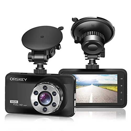 ORSKEY Dashcam Auto 1080P Full HD Autokamera DVR Dashboard Kamera Videorecorder, vorne, für Autos 170 Weitwinkel WDR mit 3.0