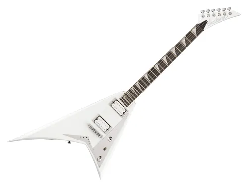 Jackson MJ Series Rhoads RRT Snow White - Gitarren, hochwertiger Linde-Korpus mit Ebenholz-Ahorn-Griffbrett und leistungsstarken Seymour Duncan Tonabnehmern für erstklassigen Klang, inklusive Leichtkoffer.
