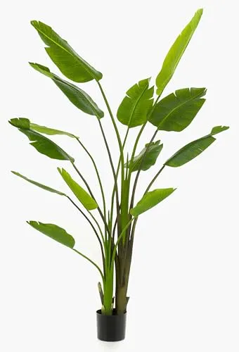 artplants.de Strelitzie künstlich BEDAR, grün, 180cm - Strelitzie Seidenpflanze/Kunstpflanze Paradiesvogelblume