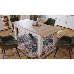 PREISBRECHER Esstisch BOHOL, ausziehbar in Riviera Eiche - 160x78,2x90,2cm - Der ausziehbare Esstisch BOHOL vereint Landhausstil und Funktionalität. Ideal für bis zu 8 Personen, bietet er Platz für gesellige Runden und lässt sich flexibel erweitern. Hochwertige Materialien und pflegeleichte Oberfläche garantieren Langlebigkeit.