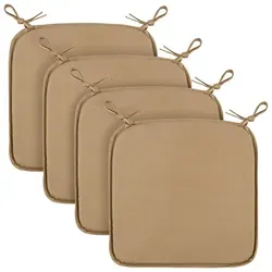 Bestlivings Sitzkissen ( 4er Pack / Hellbraun ) Stuhlkissen mit Haltebändern 38cm x 38cm - Öko-Tex zertifiziert - Sitzauflage Uni, Canvas Stuhlauflage