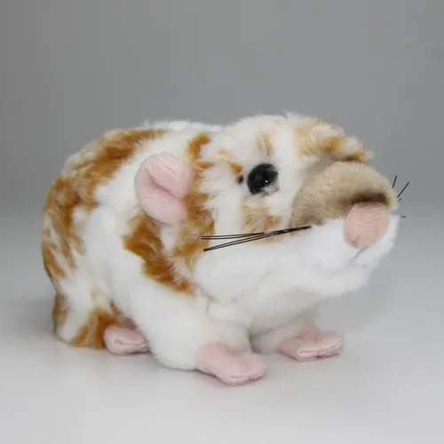 Hamster Kuscheltier Plüsch Goldhamster braun weiß Stofftier Plüschtier 18cm lang
