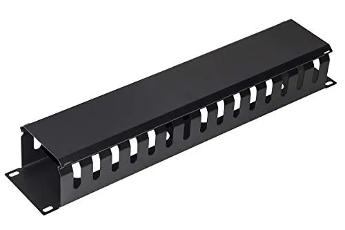 LINK Kabelführung aus Metall für Käfigschränke, Rack 19 Zoll, 2 Stück, 483 x 88 x 70 mm, Schwarz