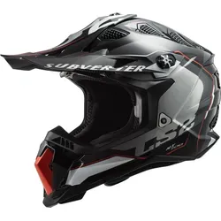 LS2 MX700 Subverter Evo II Motocross Helm, schwarz-silber, Größe XS - Motorradhelm mit Emergency-Release-System und atmungsaktivem Innenfutter für maximalen Komfort und Sicherheit beim Fahren.