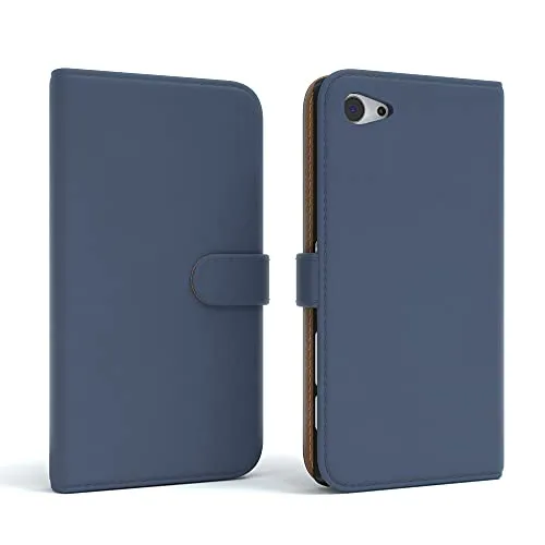 EAZY CASE Tasche für Sony Xperia Z5 Compact Schutzhülle mit Standfunktion Klapphülle im Bookstyle, Handytasche Handyhülle Flip Cover mit Magnetverschluss und Kartenfach, Kunstleder, Dunkel Blau