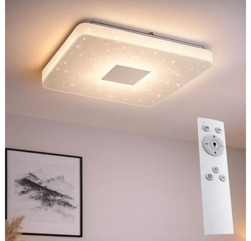 JUST LIGHT LED Deckenleuchte, LED-Leuchtmittel fest verbaut, Kaltweiß, Warmweiß, Neutralweiß, Tageslichtweiß, Farbwechsel, Deckenlampe weiß Wohnzimmerlampe dimmbar Deckenleuchte