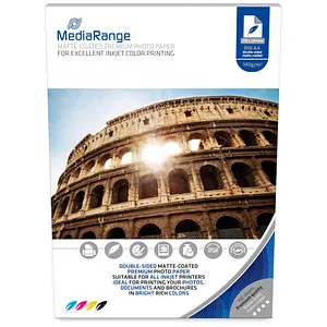 MediaRange Fotopapier MRINK111 DIN A4 matt 140 g/m² - 100 Blatt, ideal für hochwertige Fotodrucke und beidseitigen Druck