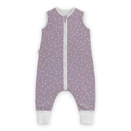 Ehrenkind® Baby Sommerschlafsack mit Füßen 1.0 TOG aus weicher OEKO-TEX zertifizierter Bio-Baumwolle | Sommer Schlafsack | Baby Schlafsack Gr. 90 Flieder Pusteblume | 1 Tog