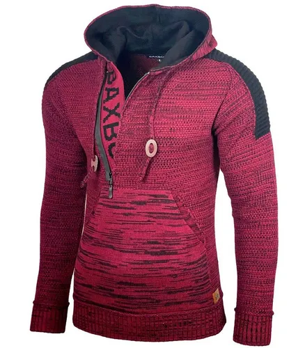 Baxboy Strickpullover Baxboy Herren Strick Pullover Kapuzenpullover Reißverschluss B_290
