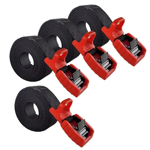 TRUTZHOLM 4X Spanngurt Zurrgurt mit Klemmschloss 4m 500 kg 25 mm Gummischutzkappe zur Gepäcksicherung Fahrrad