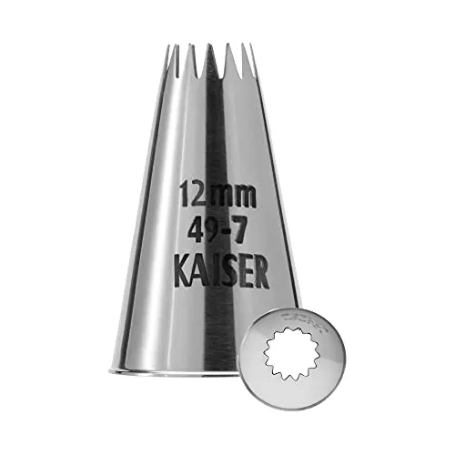 Original Kaiser Kronentülle 12 mm, Spritztülle, Edelstahl rostfrei, falz- und randfrei, Silber / Schwarz