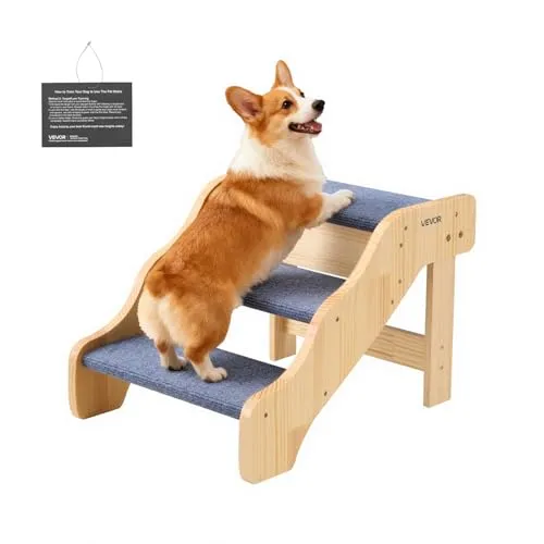 VEVOR Hundetreppe 3-stufig aus Holz für Hunde bis 68 kg