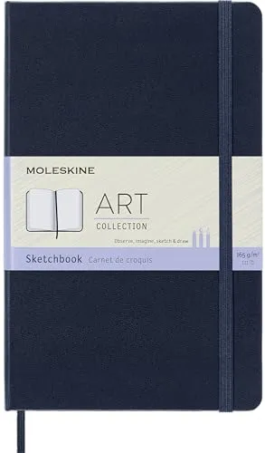 Moleskine Großes Art Collection Skizzenbuch 13 x 21 cm - Zeichenbuch mit hochwertigem, pigmentiertem Papier, ideal für Künstler und kreative Köpfe, perfekt für Skizzen und Notizen, 88 Seiten in praktischer Größe.