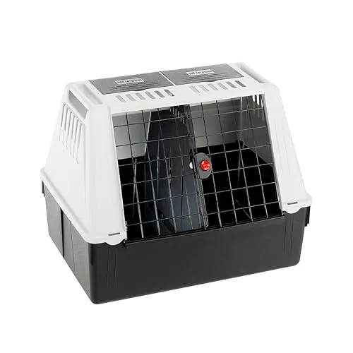 Ferplast Hundebox Auto, Atlas CAR 80 SE, Ablagefach, Doppelte Schiebeöffnung mit Sicherheitshaken L 82 x W 51 x H 61 cm – Max 20 kg
