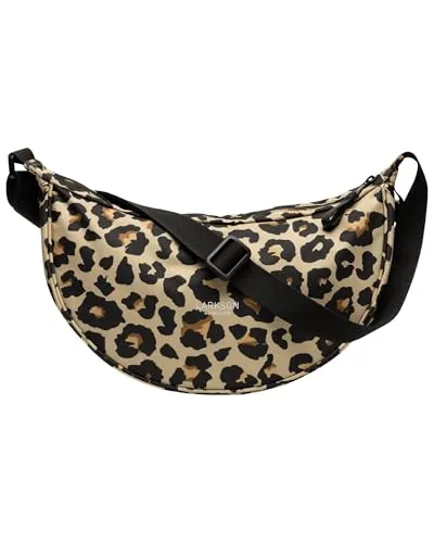 LARKSON Crossbody Bag Damen & Herren Beige Leo - Solveig Medium - Stylische Halbmond Umhängetasche für den modernen Look. Mit verstellbarem Schultergurt und cleveren Fächern für optimale Organisation. Wasserabweisend und aus recyceltem Material, ideal für den täglichen Einsatz!