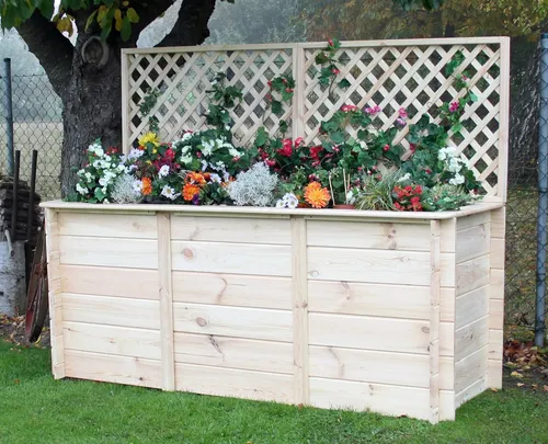 Promadino Hochbeet 2m mit Rankgitteraufsatz - Hochbeet-Kit aus naturbelassenem Massivholz, ideal für Gartenliebhaber, mit praktischem Rankgitteraufsatz für Kletterpflanzen.