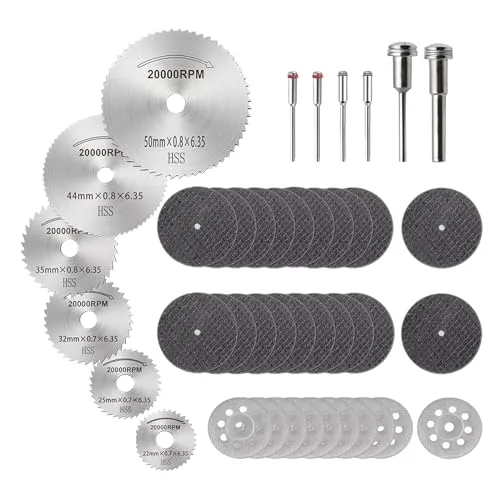 ZFYQ Kreissägeblatt Set für Rotationswerkzeug 42Pcs, Mini HSS Kreissägeblätter, Diamond Schneidräder und Harz Trennscheiben für Holz Plastik Aluminium und Dünnen Blech