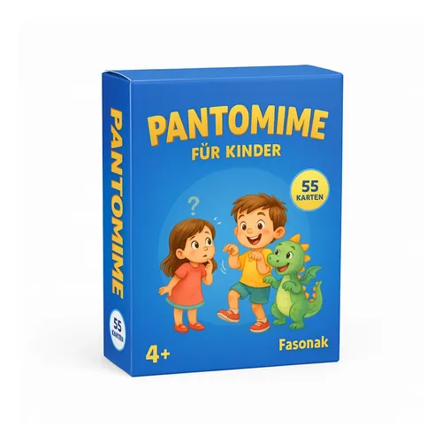 Pantomime – Spiel für Kinder – 55 Karten, Charades Spiel ab 4 Jahren, Partyspiel