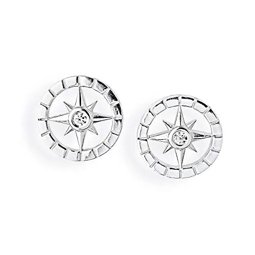 Heartbreaker Paar Ohrstecker - Ohrstecker aus rhodiniertem 925 Sterling Silber mit funkelnden Zirkonia. Die stylischen Windrose-Motive bringen dein Outfit zum Strahlen!