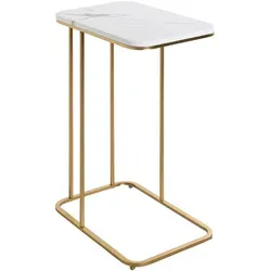 HAKU Möbel Beistelltisch gold-weiß 45x30 cm - Mehrzwecktisch mit eleganter MDF-Platte und robustem Metallgestell – ideal für Büros und Wohnräume, bietet sowohl praktische Ablagefläche als auch stilvolle Dekoration.