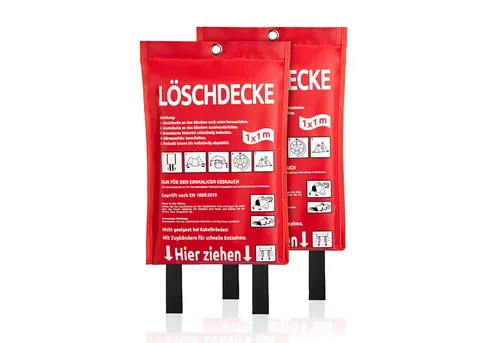 BigDean Löschdecke 2 Stück Löschdecke Küche für Fettbrand sofort einsetzbare XL, 100x100 cm, (Packung, 2-St., 2 stk), Löschdecke DIN EN 1869:2001 1m² mit Griffen