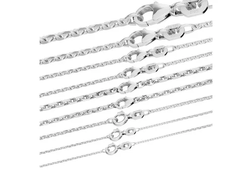 HOPLO Silberkette Ankerkette diamantiert Länge 50cm - Breite 3,0mm - 925 Silber, Made in Germany