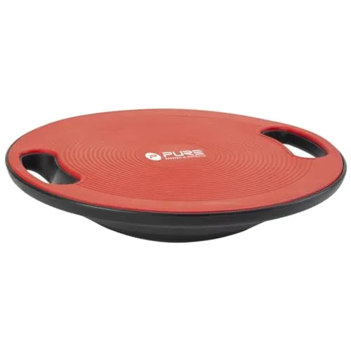 Pure 2 Improve Balanceboard SPORT, mit Griffen, schwarz-rot - Balance Board mit Griffen für mehr Stabilität, ideal für Fitness und Gleichgewichtstraining. Durchmesser: 40 cm.