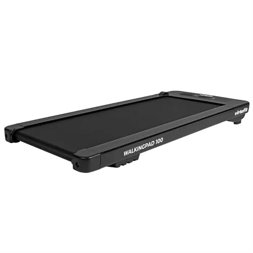 Virtufit Klappbares Laufband Walkingpad 100 - 100 kg Tragfähigkeit - Laufband für Zuhause: Das Virtufit Walkingpad 100 mit 12 Programmen und Fernbedienung ermöglicht bequemes Gehen bis 8 km/h und passt perfekt in kleine Räume.