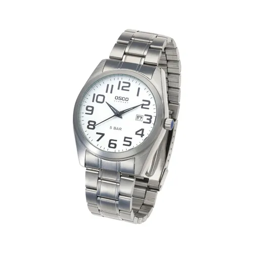 OSCO Workline * Herren Armbanduhr Edelstahl weiß