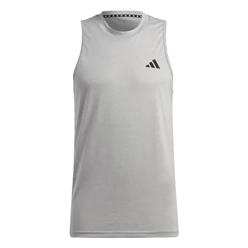 adidas Herren Train Essentials Feelready Training Sleeveless Tee, Medium Grey Heather/White/Black, L