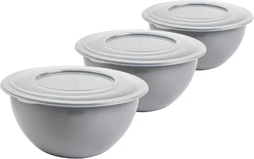 3er Set Schüssel  Deckel 5l Ø28cm Rührschüssel Salatschüssel Grillfeier Camping