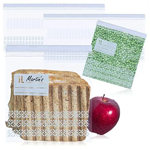 com-four® 40x Gefrierbeutel zum Verschließen - wiederverschließbare Frischhaltebeutel mit einem Fassungsvermögen von 1 Liter - Allzweckbeutel bis -40°C