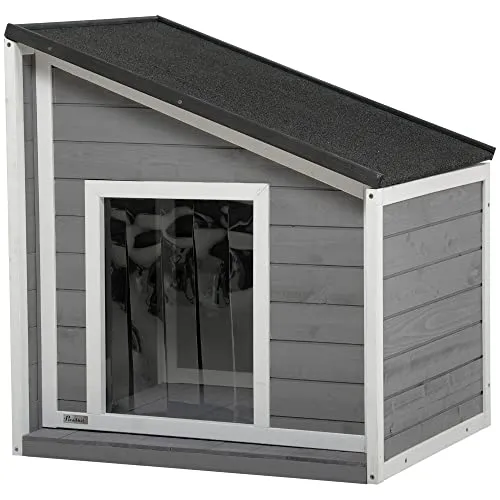PawHut Hundehütte Tannenholz - Hundehütte aus Tannenholz mit aufklappbarem Dach, ideal für Spiel und Interaktion mit Ihrem Hund, perfekt für den Garten.