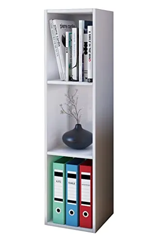 VCM Regal Mendas - Standregal für Büro und Zuhause - Büro-Bücherregal mit stabiler Rückwand und zwei Einlageböden. Ideal zur Aufbewahrung von Ordnern und Sammelschätzen. Maße: H. 115 x B. 34 x T. 29 cm.