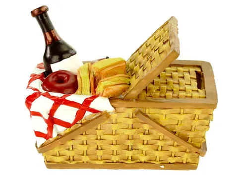 Udo Schmidt Bremen Spardose Picknickkorb - Spardose im Picknickkorb-Design aus hochwertigem Polyresin, ideal für das Ansparen für Urlaub oder neue Anschaffungen. Handbemalt und eine kreative Geschenkidee!