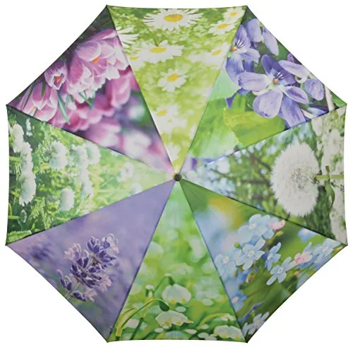 Esschert Design Regenschirm Blumen, 120 x 120 x 95 cm, aus Metall/Synthetik, mit Kunststoffgriff