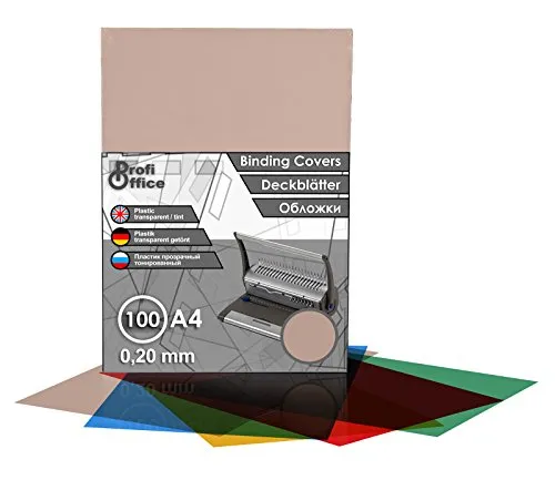 ProfiOffice® Deckblätter, DIN A4, transparent-rauch-braun, glänzend, 0.20 mm, 100 Stück(59006)